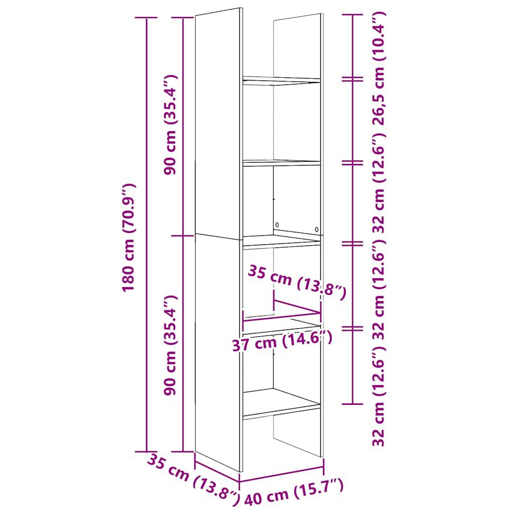 vidaXL Βιβλιοθήκη Χρώμα Sonoma Δρυς 40 x 35 x 180 εκ. από Επεξ. Ξύλο