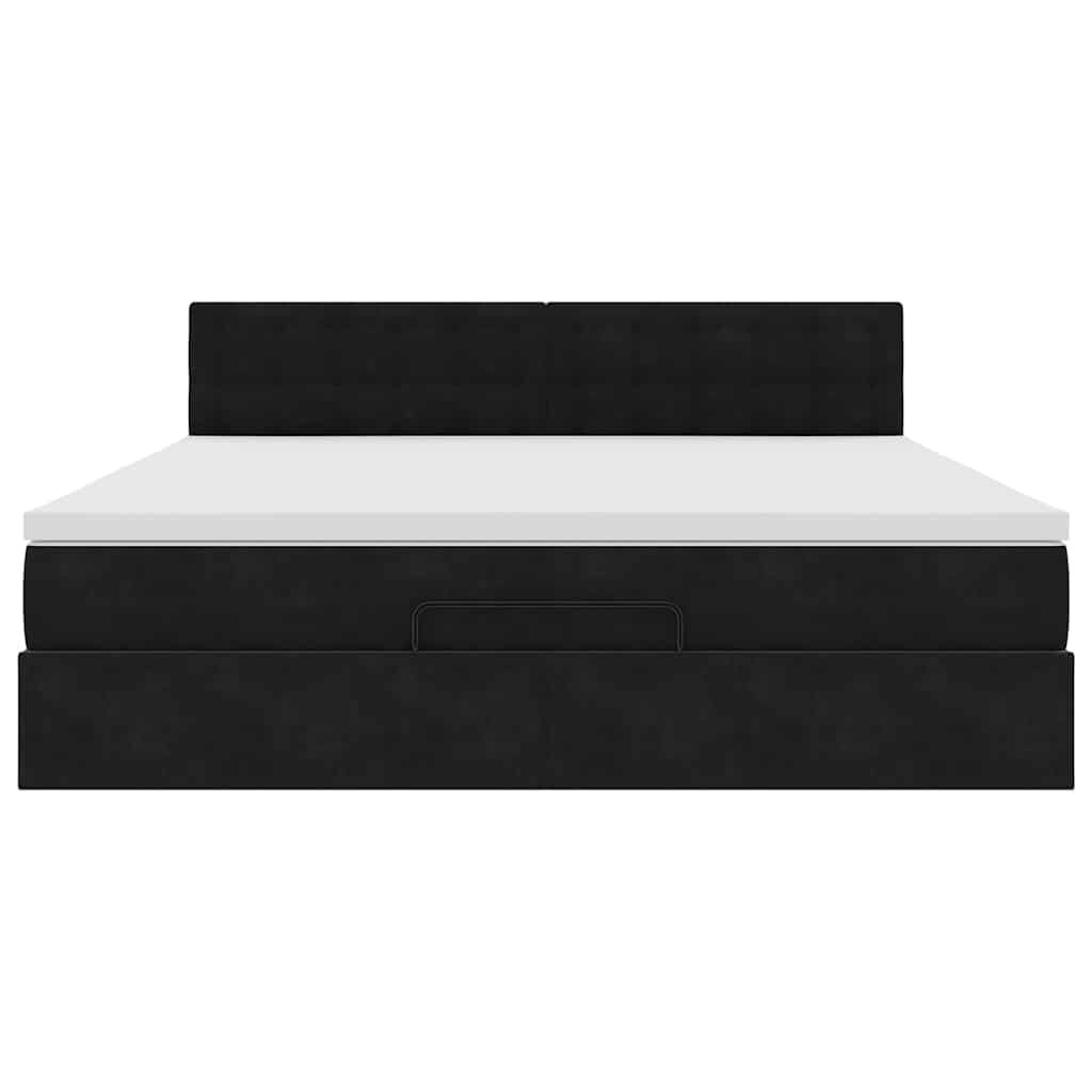 vidaXL Οθωμανικό κρεβάτι με στρώμα Μαύρο 160x200cm Velvet
