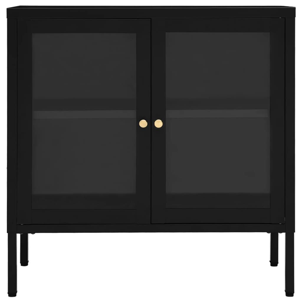 vidaXL Μπουφές Μαύρος 70 x 35 x 70 εκ. από Ατσάλι και Γυαλί