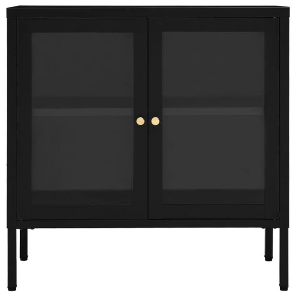 vidaXL Μπουφές Μαύρος 70 x 35 x 70 εκ. από Ατσάλι και Γυαλί