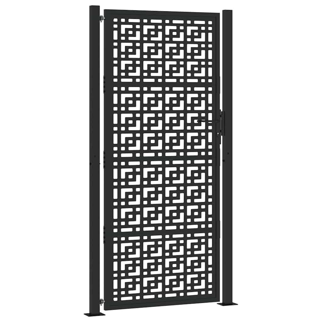 vidaXL Πύλη κήπου Μαύρη 105x205 cm Ατσάλινος Σταυρός Σχεδιασμός