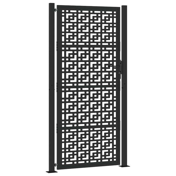 vidaXL Πύλη κήπου Μαύρη 105x205 cm Ατσάλινος Σταυρός Σχεδιασμός
