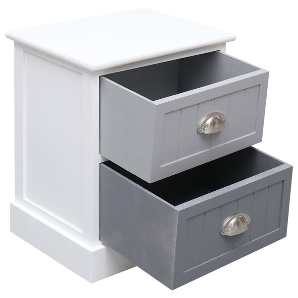 vidaXL Κομοδίνα 2 τεμ. Γκρι 38 x 28 x 45 εκ. από Ξύλο Παυλώνιας