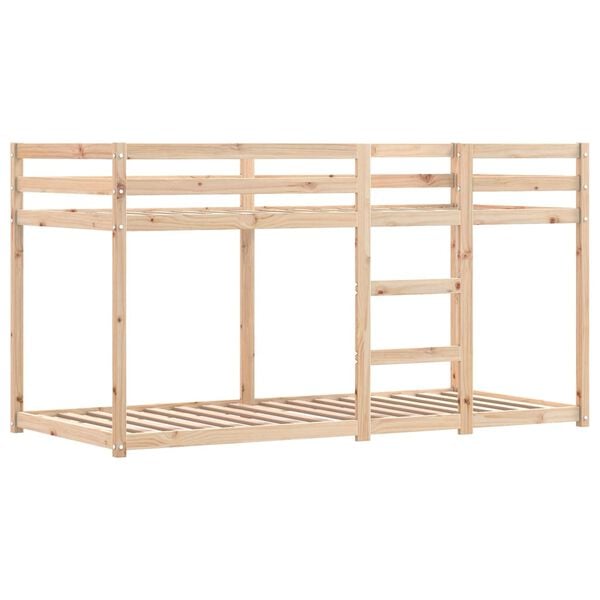 vidaXL Κουκέτα με Κουρτίνες Μπλε 90x200 εκ. Μασίφ Ξύλο Πεύκου
