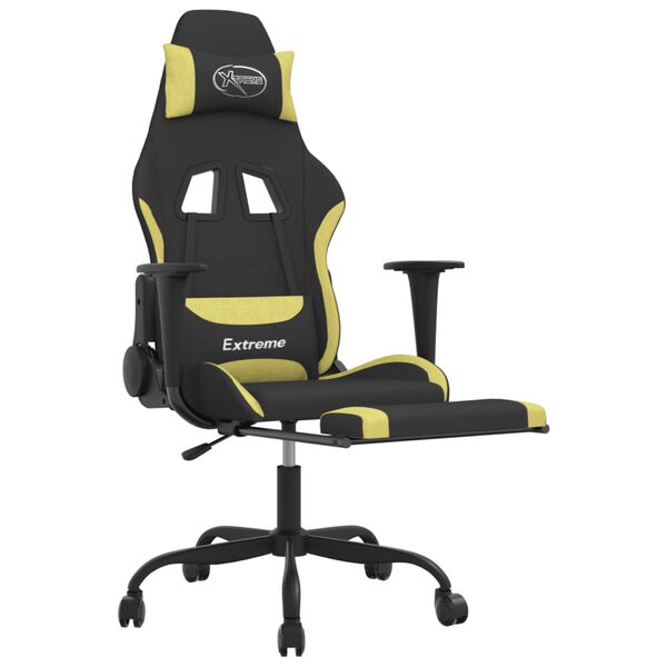 vidaXL Καρέκλα Μασάζ Gaming Μασάζ Υπ. Μαύρη/Αν Γκρι Ύφασμα Υποπόδιο