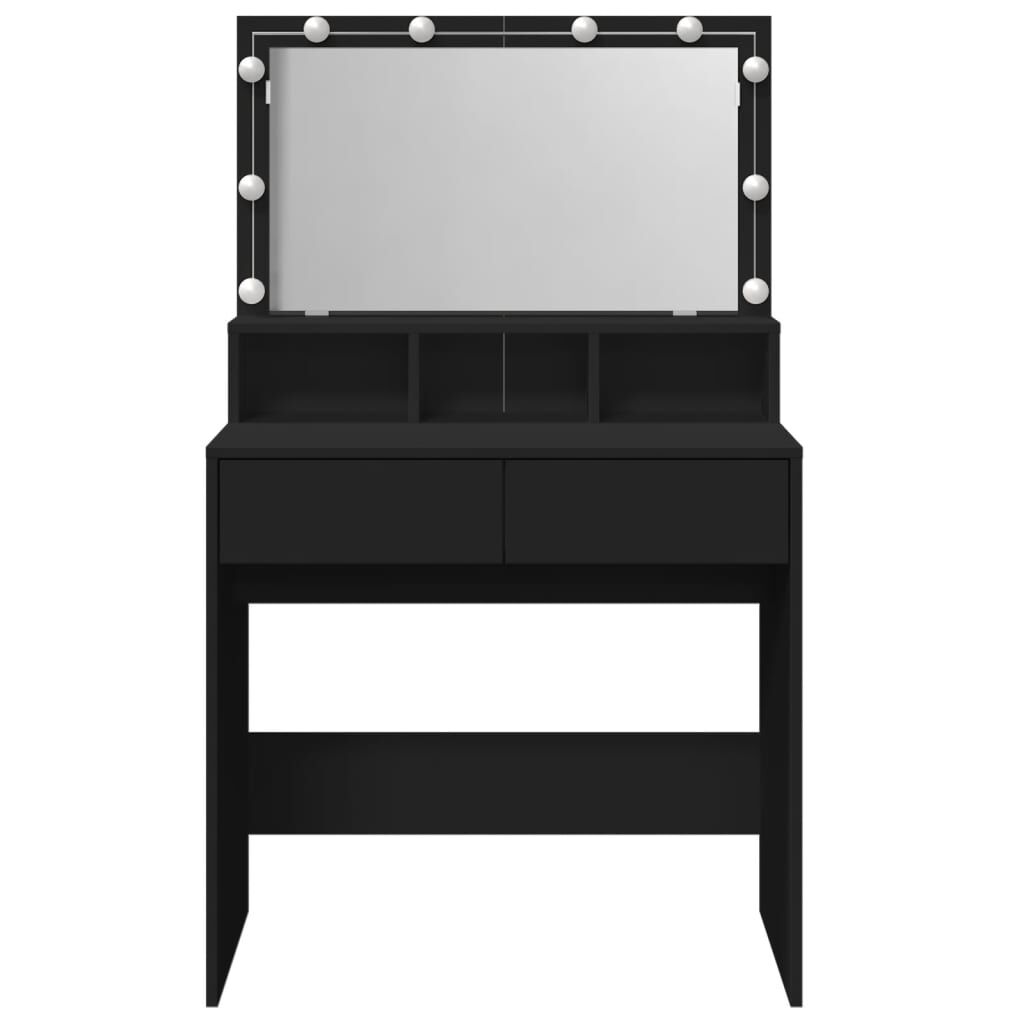 vidaXL Μπουντουάρ με LED Μαύρο 80x41x144,5 εκ.