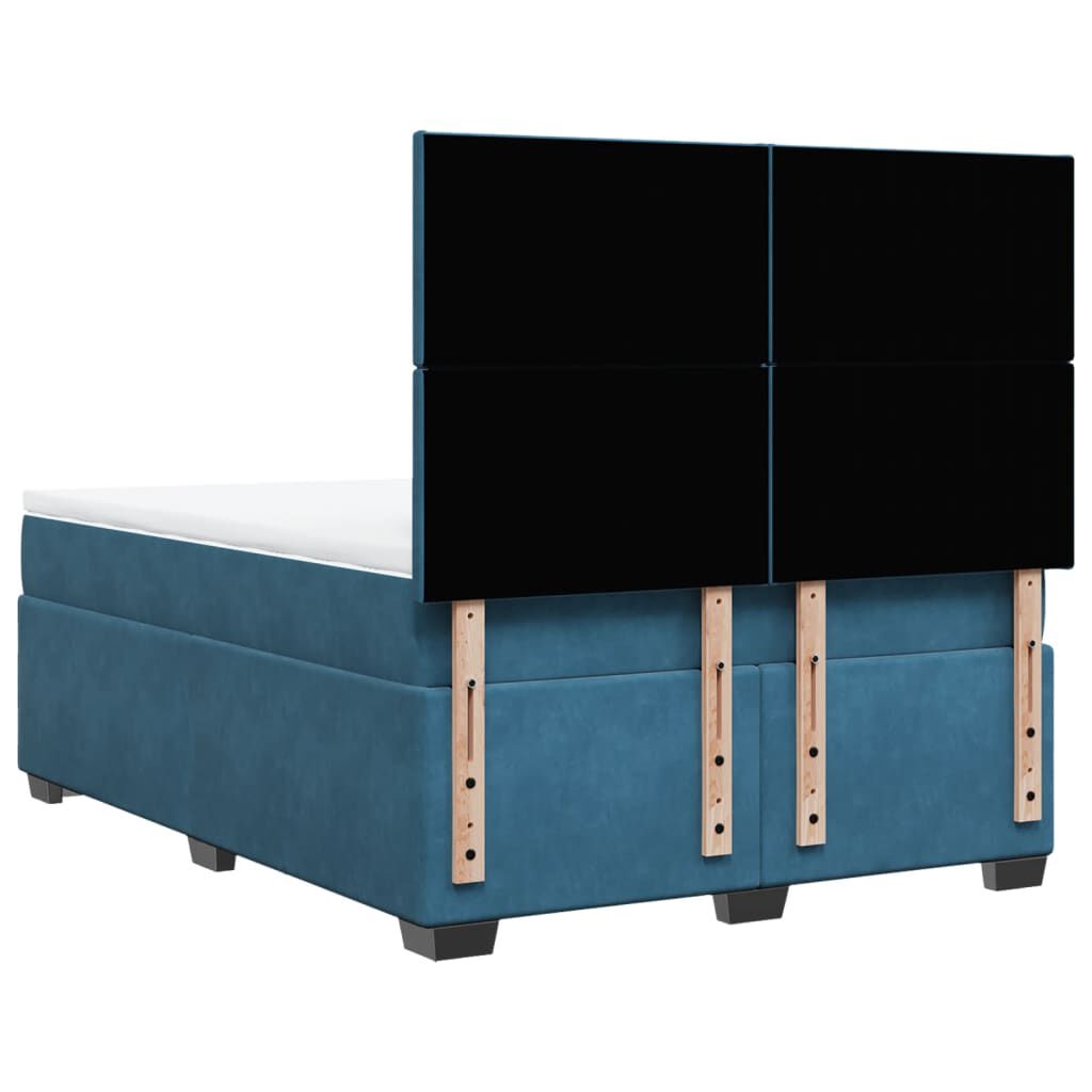 vidaXL Κρεβάτι Boxspring με Στρώμα Μπλε 140x190 εκ. Βελούδινο