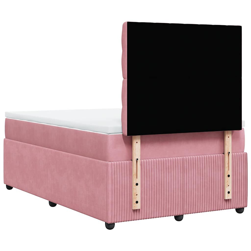 vidaXL Κρεβάτι Boxspring με Στρώμα Ροζ 120x190 εκ. Βελούδινο