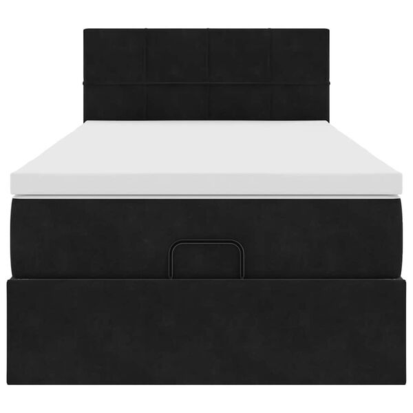 vidaXL Οθωμανικό κρεβάτι με στρώμα Μαύρο 80x200cm Velvet