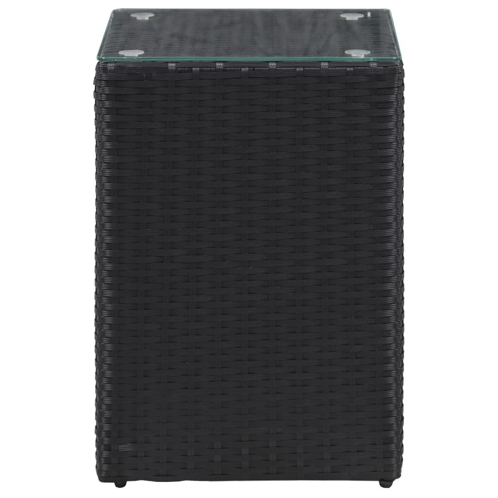 vidaXL Τραπεζάκι Μαύρο 35x35x52 εκ. Συνθετ. Ρατάν με Γυάλινη Επιφάνεια