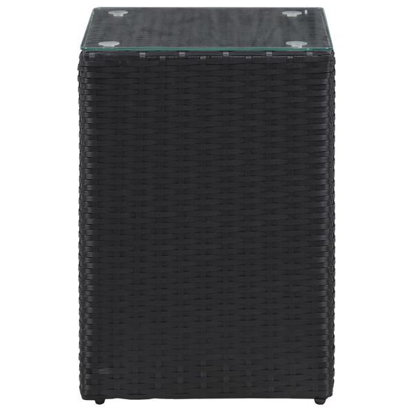 vidaXL Τραπεζάκι Μαύρο 35x35x52 εκ. Συνθετ. Ρατάν με Γυάλινη Επιφάνεια