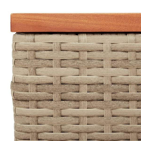 vidaXL Τραπεζάκια Κήπου 2 τεμ. Μπεζ 55x34x37εκ. Συνθ.Ρατάν/Μασίφ Ξύλο