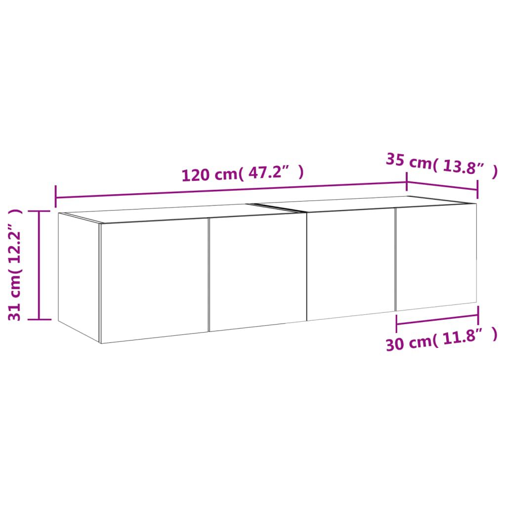 vidaXL Έπιπλα Τοίχου Τηλ. με LED 2 Τεμ. Sonoma Δρυς 60x35x31 εκ.