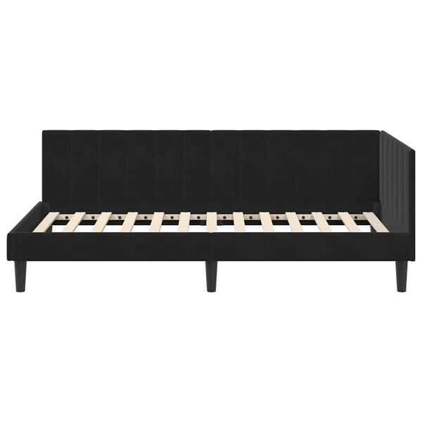 vidaXL Κρεβάτι Γωνίας με κεφαλάρι Μαύρο 90 x 190 cm Βελούδο