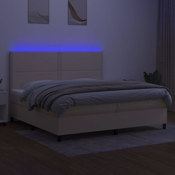 vidaXL &Kappa;&rho;&epsilon;&beta;ά&tau;&iota; Boxspring &mu;&epsilon; &Sigma;&tau;&rho;ώ&mu;&alpha; & LED &Kappa;&rho;&epsilon;&mu; 200x200 &epsilon;&kappa;. &Upsilon;&phi;&alpha;&sigma;&mu;ά&tau;&iota;&nu;&omicron;