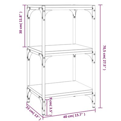 vidaXL Βιβλιοθήκη Καφέ Δρυς 40x33x70,5 εκ. Επεξεργασμένο Ξύλο & Ατσάλι
