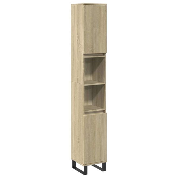 vidaXL Ντουλάπι Μπάνιου Sonoma Δρυς 30x30x190 εκ. Επεξεργασμένο Ξύλο