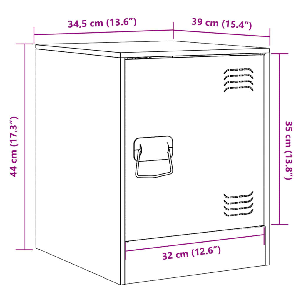 vidaXL Κομοδίνο Ροζ 34,5 x 39 x 44 εκ. από Χάλυβα