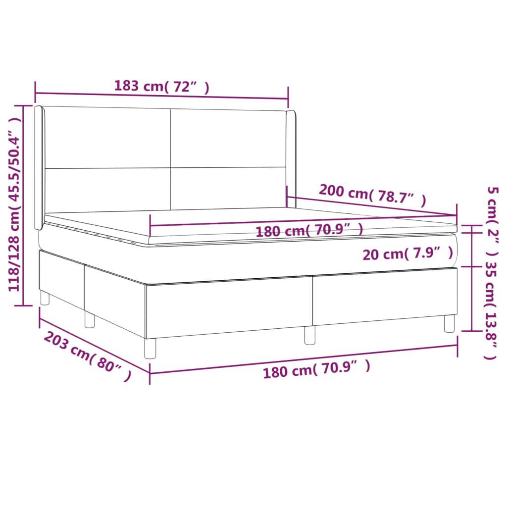 vidaXL Κρεβάτι Boxspring με Στρώμα Ροζ 180x200 εκ. Βελούδινο