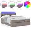 vidaXL Οθωμανικό κρεβάτι με στρώμα & LEDs Taupe 140x200 cm Ύφασμα