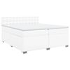 vidaXL Κρεβάτι Boxspring με Στρώμα Λευκό 200x200 εκ. Συνθετικό Δέρμα