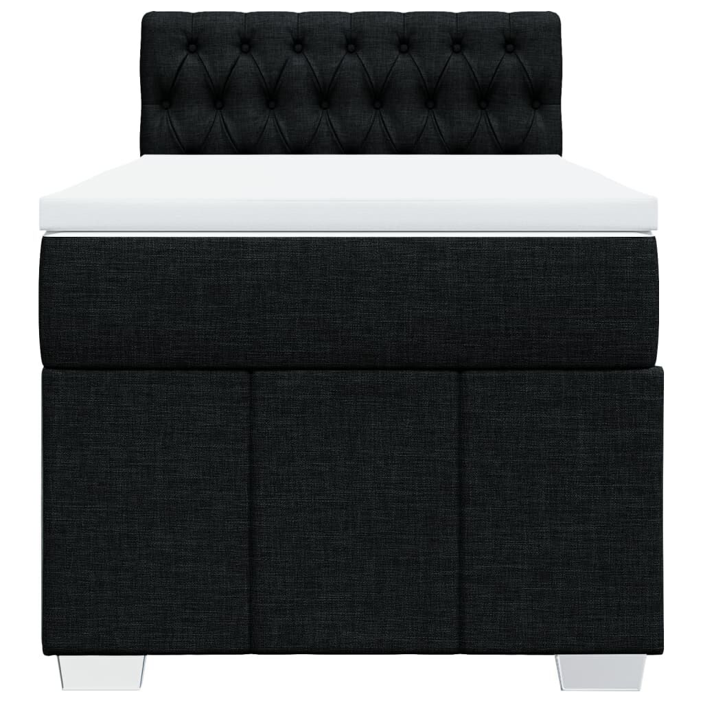 vidaXL Κρεβάτι Boxspring με Στρώμα Μαύρο 100 x 200 εκ. Υφασμάτινο