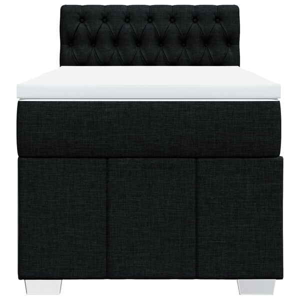 vidaXL Κρεβάτι Boxspring με Στρώμα Μαύρο 100 x 200 εκ. Υφασμάτινο
