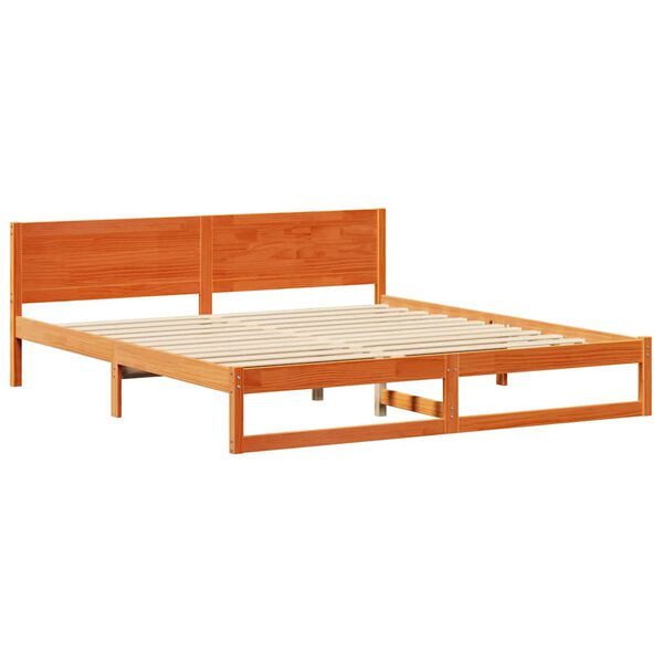 vidaXL Σκελετός Κρεβατιού Καφέ 200 x 200 cm Μασίφ ξύλο πεύκου