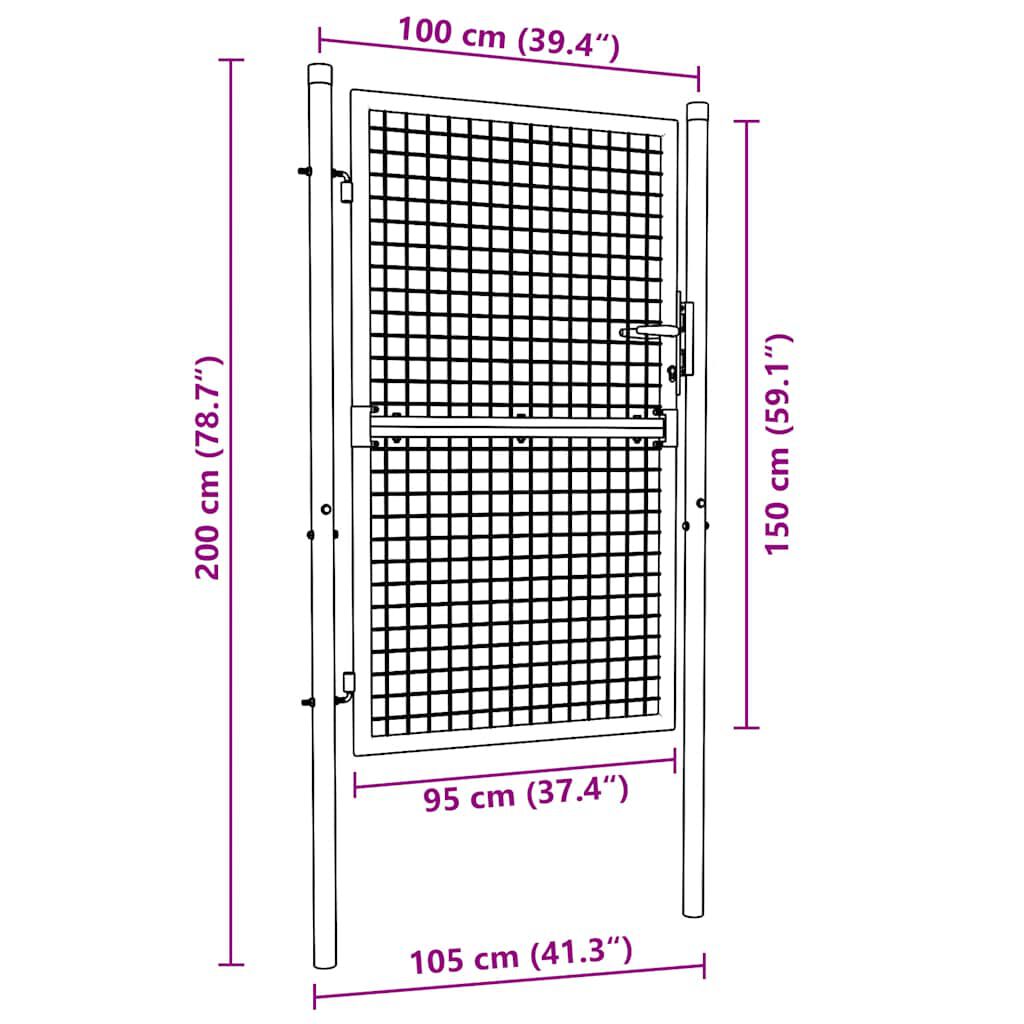 vidaXL Πόρτα Περίφραξης Πράσινη 100 x 150 εκ. Ατσάλινη