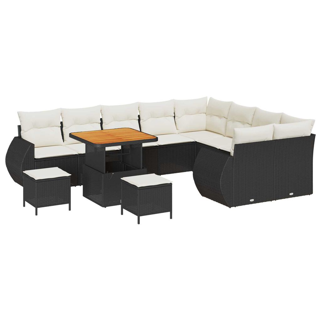 vidaXL Σετ Καναπέ Κήπου 12 pcs Μαύρο συνθετικό ρατάν
