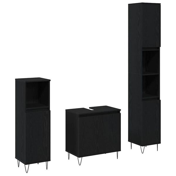 vidaXL &Sigma;&epsilon;&tau; &Epsilon;&pi;ί&pi;&lambda;&omega;&nu; &Mu;&pi;ά&nu;&iota;&omicron;&upsilon; &mu;&epsilon; &pi;ό&rho;&tau;&alpha; 3 pcs &Mu;&alpha;ύ&rho;&eta; &Omicron;&xi;&upsilon;ά 30 x 30 x 190 &epsilon;&kappa;