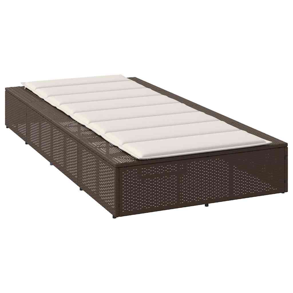 vidaXL Ξαπλώστρα με πλωτό μαξιλάρι Brown Poly Rattan