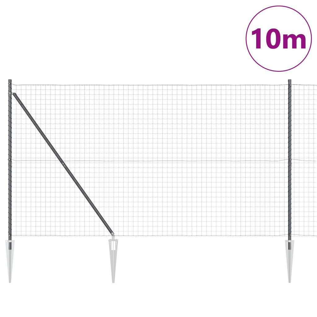 vidaXL Euro Fence με 7 Στελέχη 1.6x10 μ Γαλβανισμένος Χάλυβας Γκρι