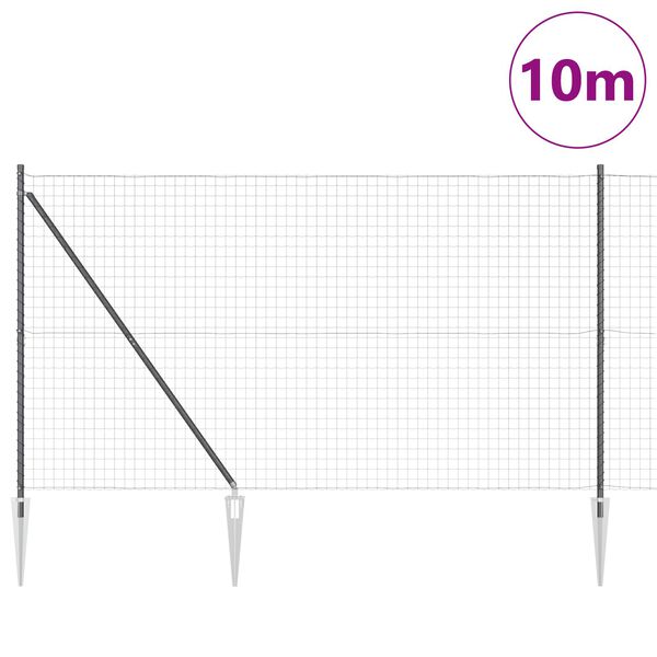 vidaXL Euro Fence με 7 Στελέχη 1.6x10 μ Γαλβανισμένος Χάλυβας Γκρι