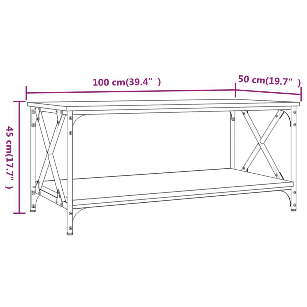 vidaXL Τραπεζάκι Σαλονιού Καπνιστή Δρυς 100x50x45 εκ. Επεξεργασμ. Ξύλο