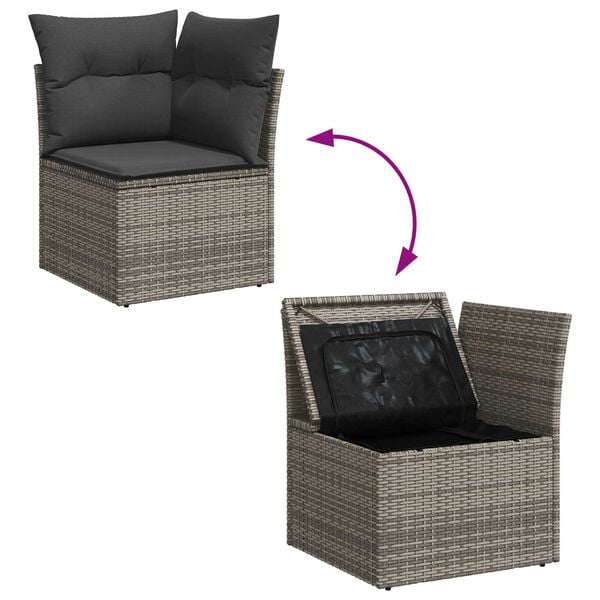 vidaXL Σετ Καναπέ Κήπου με μαξιλάρι 11 pcs Γκρι 90 x 55 x 71 cm