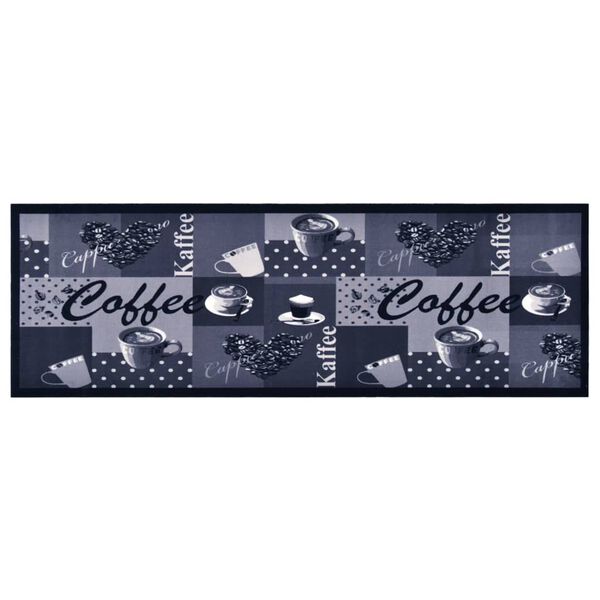 vidaXL Πατάκι Κουζίνας Σχέδιο Coffee Μπλε Πλενόμενο 60 x 180 εκ.