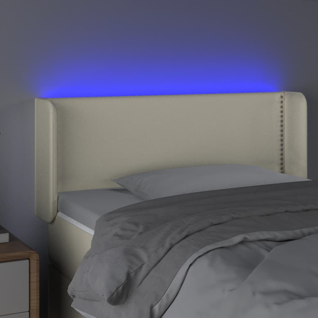 vidaXL Κεφαλάρι Κρεβατιού LED Κρεμ 103x16x78/88εκ. από Συνθετικό Δέρμα