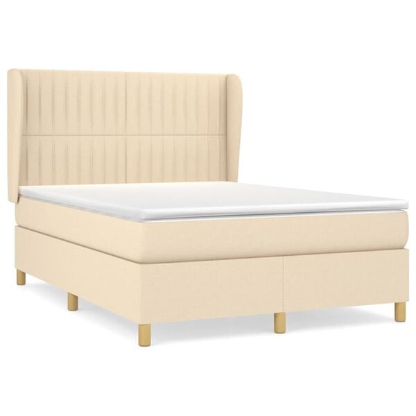 vidaXL &Kappa;&rho;&epsilon;&beta;ά&tau;&iota; Boxspring &mu;&epsilon; &Sigma;&tau;&rho;ώ&mu;&alpha; &Kappa;&rho;&epsilon;&mu; 140x200 &epsilon;&kappa;. &Upsilon;&phi;&alpha;&sigma;&mu;ά&tau;&iota;&nu;&omicron;