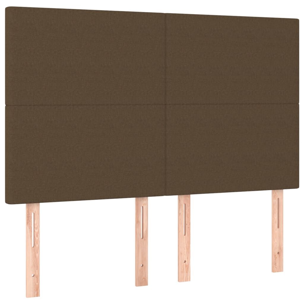 vidaXL Κρεβάτι Boxspring με Στρώμα & LED Σκ.Καφέ 140x190εκ. Υφασμάτινο