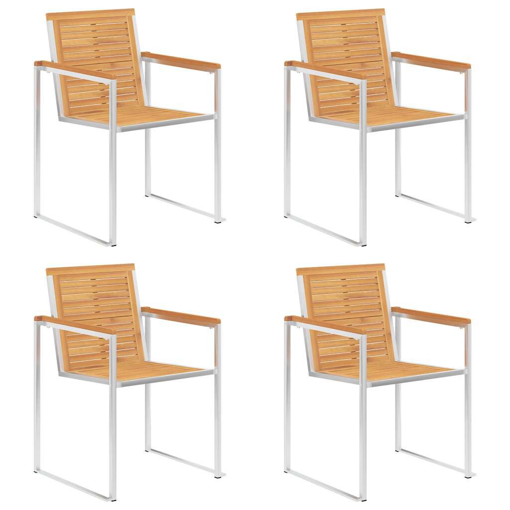 vidaXL Καρέκλες Κήπου 4 τεμ. από Μασίφ Ξύλο Teak με Μαξιλάρια