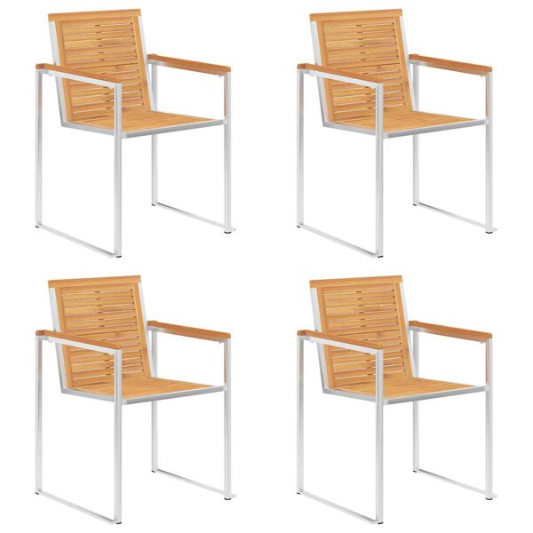 vidaXL Καρέκλες Κήπου 4 τεμ. από Μασίφ Ξύλο Teak με Μαξιλάρια