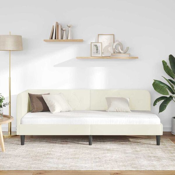 vidaXL Κρεβάτι Γωνίας με κεφαλάρι Κρεμ 80 x 200 cm Βελούδο