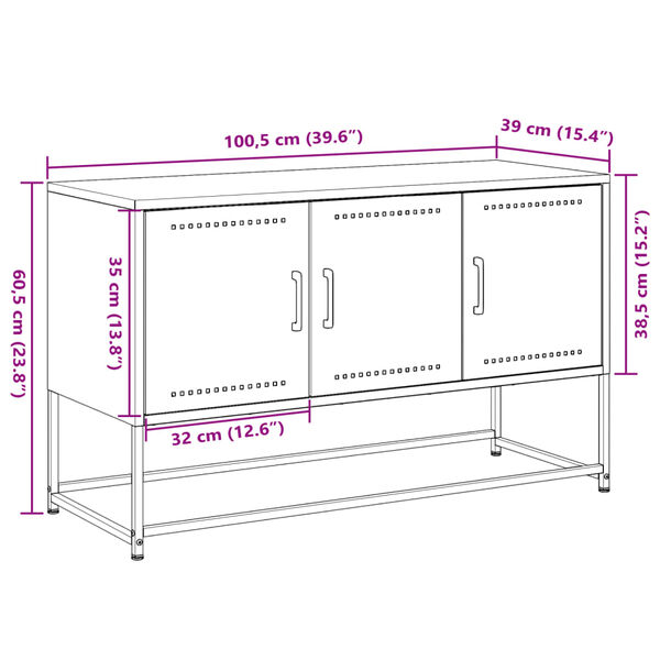 vidaXL Έπιπλο Τηλεόρασης Ροζ 100,5x39x60,5 εκ. από Ατσάλι