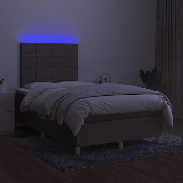 vidaXL &Kappa;&rho;&epsilon;&beta;ά&tau;&iota; Boxspring &mu;&epsilon; &Sigma;&tau;&rho;ώ&mu;&alpha; & LED Taupe 120x190 &epsilon;&kappa;. &Upsilon;&phi;&alpha;&sigma;&mu;ά&tau;&iota;&nu;&omicron;