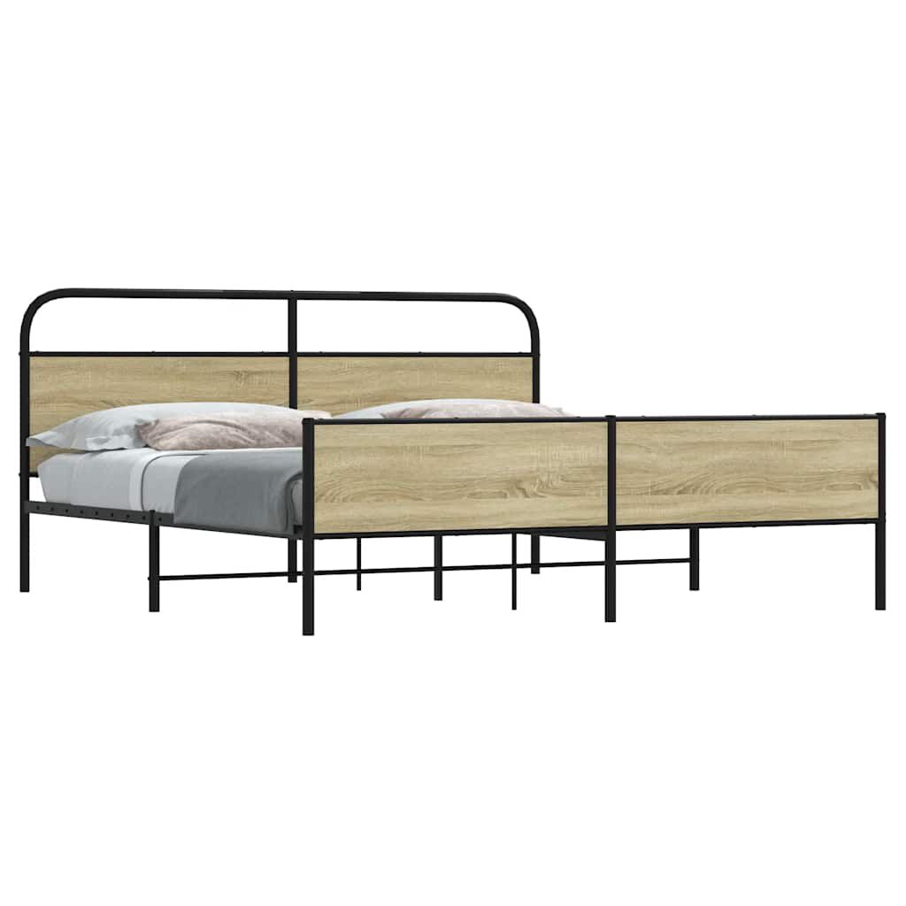 vidaXL Σκελετός Κρεβ. Χωρίς Στρώμα Sonoma Δρυς 180x200 εκ. Μεταλλικό