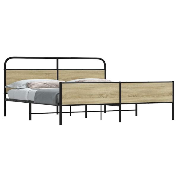 vidaXL Σκελετός Κρεβ. Χωρίς Στρώμα Sonoma Δρυς 180x200 εκ. Μεταλλικό