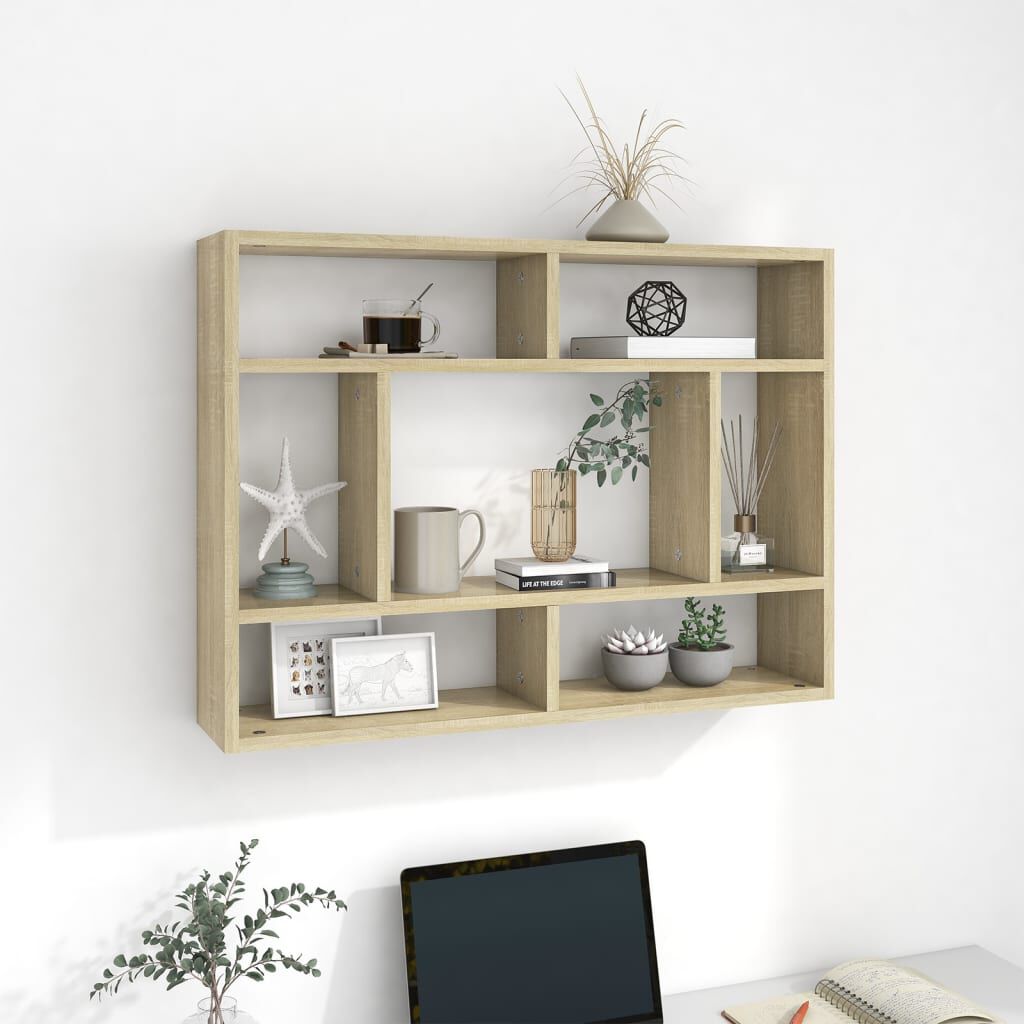 vidaXL Ραφιέρα Τοίχου Sonoma Δρυς 75 x 16 x 55 εκ. από Επεξ. Ξύλο