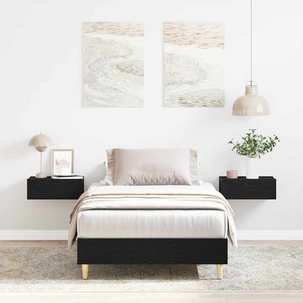 vidaXL Σκελετός Κρεβατιού Μαύρη δρυς 75 x 190 cm Επεξεργασμένο ξύλο