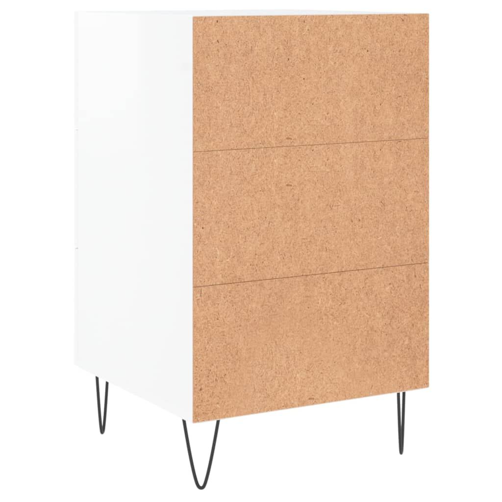 vidaXL Κομοδίνο Γυαλ. Λευκό 40 x 40 x 66 εκ. από Επεξεργασμένο Ξύλο